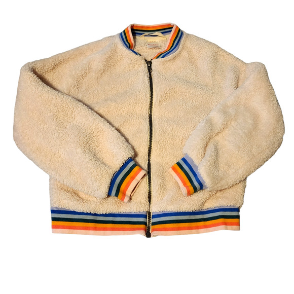 Hanna Andersson Other - Hanna Andersson Fleece Jacket with Rainbow Trim Size 8